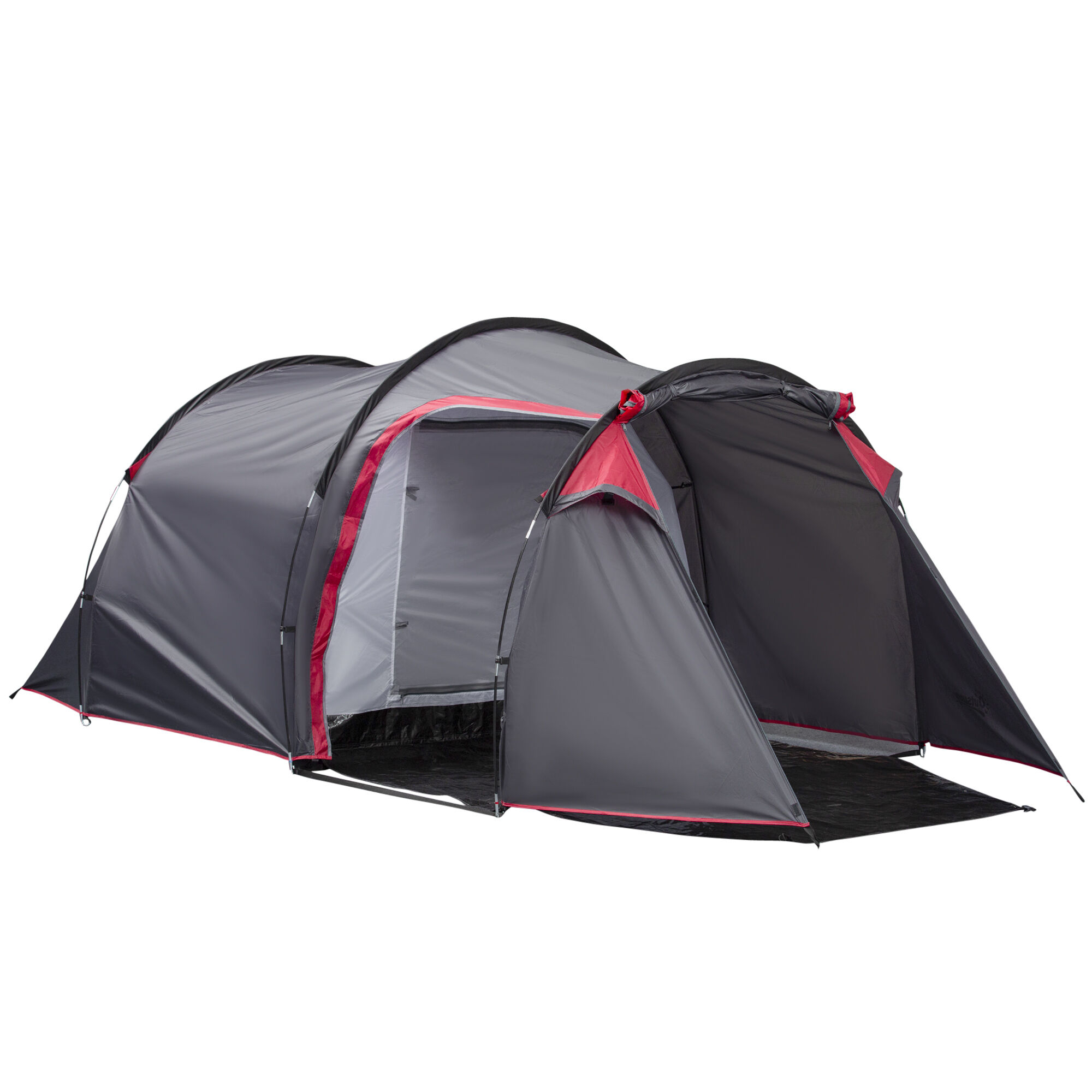 Outsunny Tenda da Campeggio 2 Posti con Vestibolo e Porte con Cerniera, 426x206x154cm Grigio