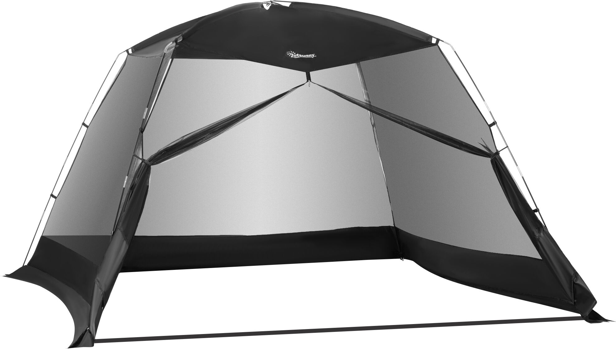 Outsunny Tenda da Campeggio e Spiaggia a Rete Anti UV per 4 Persone con Borsa di Trasporto, 3x3 m Nero