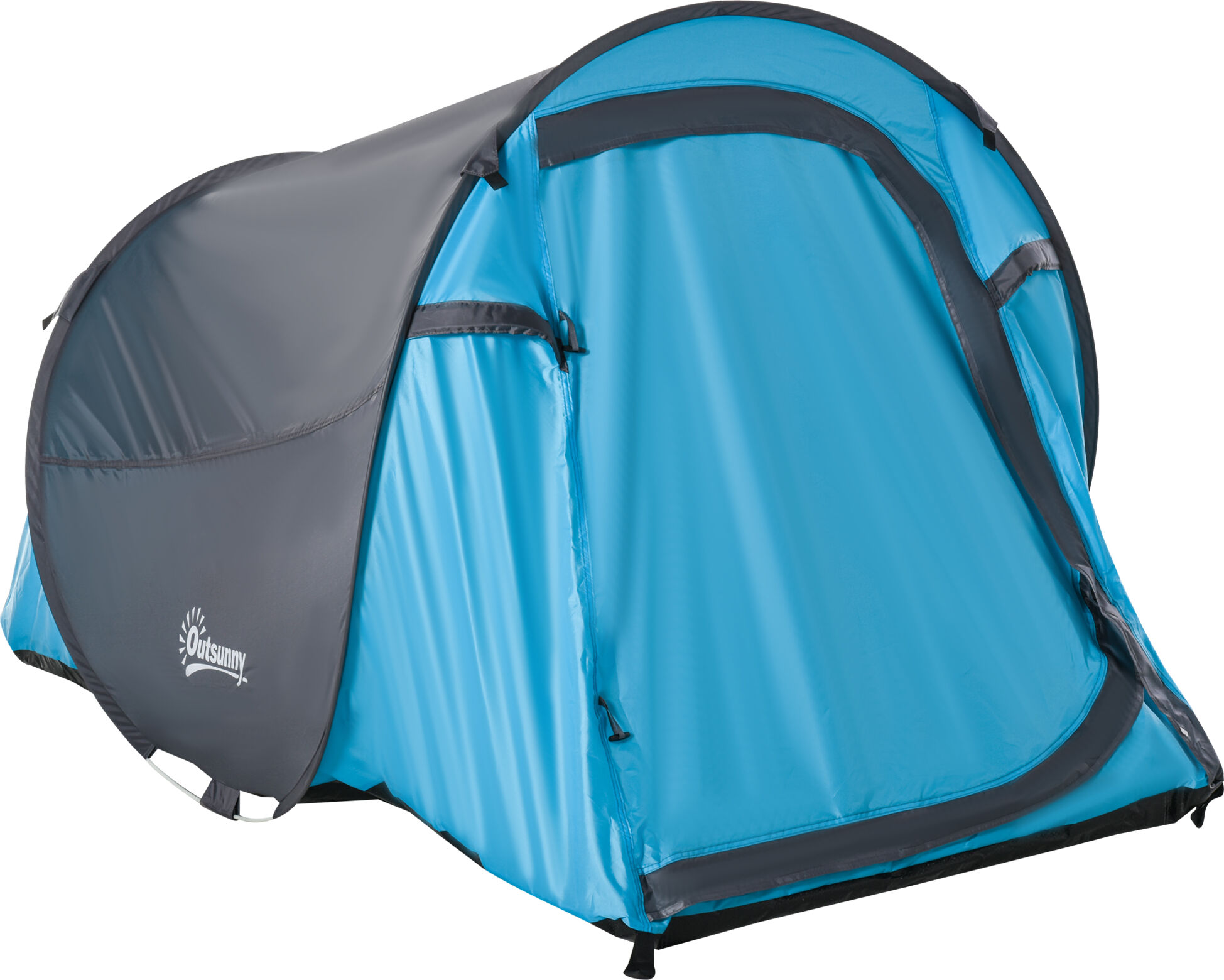 Outsunny Tenda da Campeggio 2 Persone con Apertura Automatica Pop-Up a Cupola, 220x108x110cm, Blu