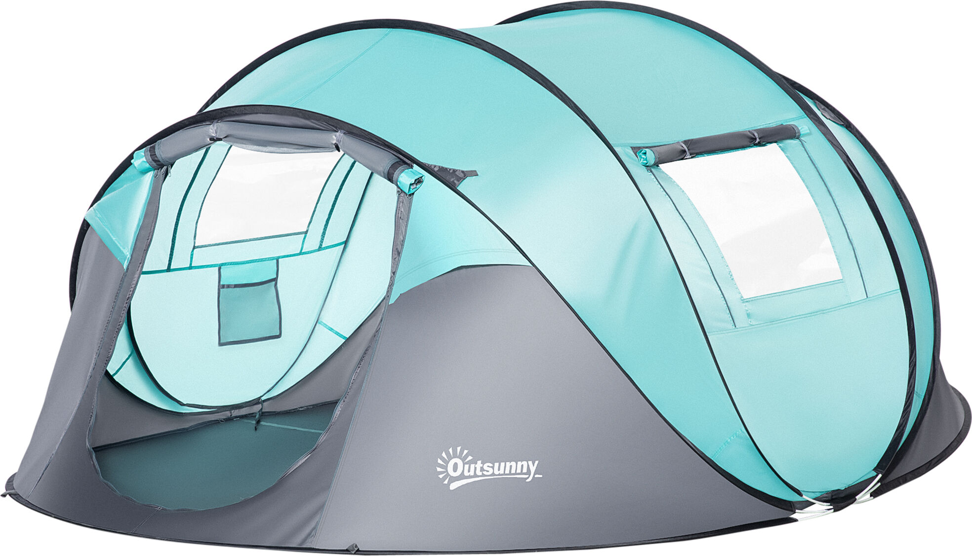 Outsunny Tenda da Campeggio 4 Persone a Cupola, Tenda Pop-Up Automatica a Igloo, 286x209x122cm, Azzurro