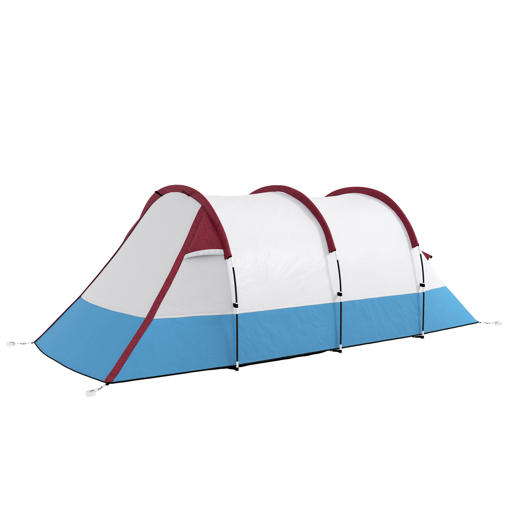 Outsunny Tenda da Campeggio Impermeabile con 2 Aree e 3 Ingressi, in Poliestere e Fibra di Vetro, 420x200x150 cm, Rosso