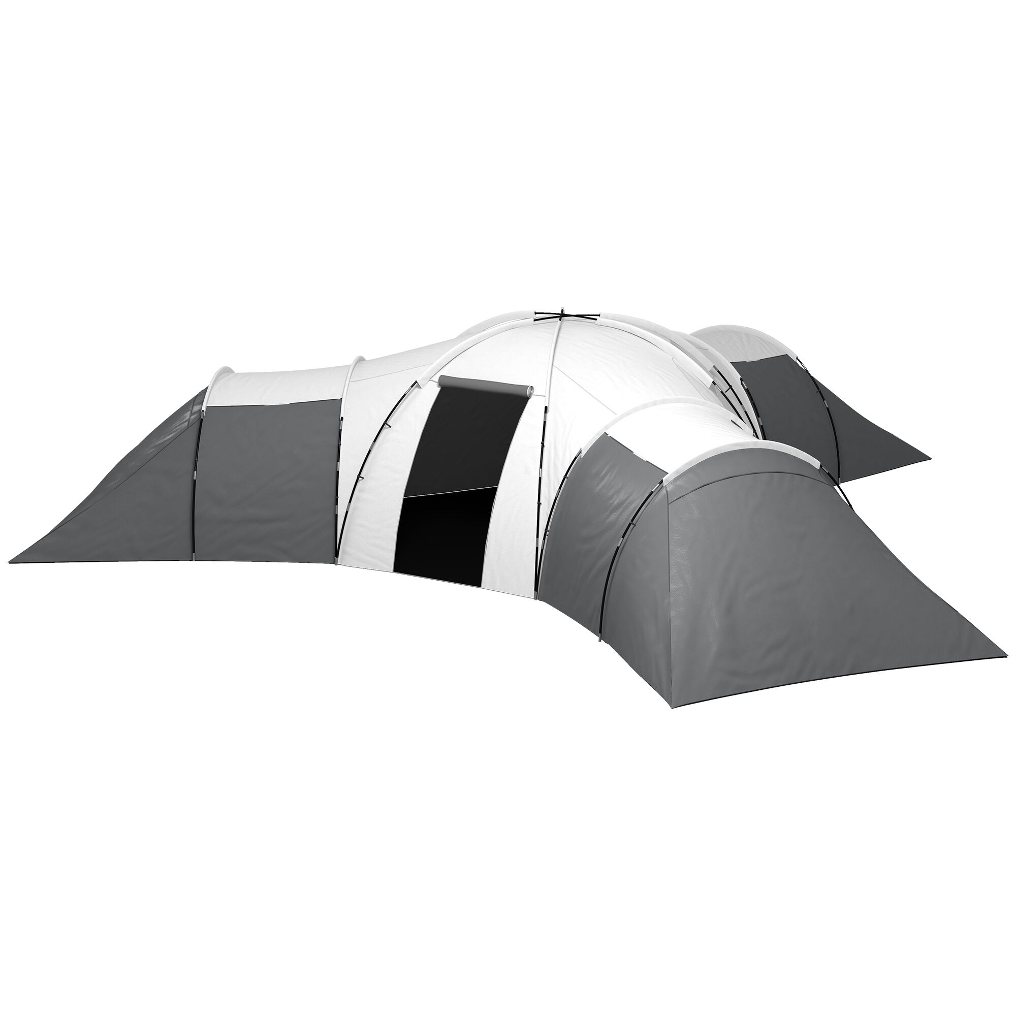 Outsunny Tenda da Campeggio 6-9 Persone Impermeabile con 3 Aree Notte, Soggiorno e Portico, in tessuto Oxford, Grigio