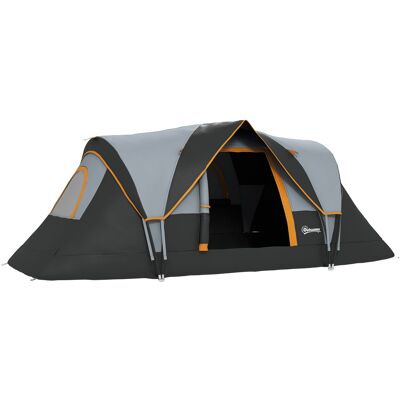 Outsunny Tenda da campeggio per 5-6 persone, Tenda familiare, Borsa per il trasporto, 4,55x2,2x1,8m, Grigio Chiaro/Nero Outsunny Tenda da campeggio per 5-6 persone, Tenda familiare, Borsa per il trasporto, 4,55x2,2x1,8m, Grigio Chiaro/Nero