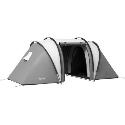 Outsunny Tenda da campeggio familiare 4-5 persone con 2 camere 3 finestra, sacco da trasporto, impermeabile, dim. 450L x 220l x 180Hcm Outsunny Tenda da campeggio familiare 4-5 persone con 2 camere 3 finestra, sacco da trasporto, impermeabile, dim. 450L x 220l x 180Hcm