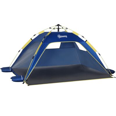 Outsunny Tenda da Spiaggia Pop Up con 2 Finestre Traforate e Porta Richiudibile, 220x173x120cm Blue e Giallo Aosom Outsunny Tenda da Spiaggia Pop Up con 2 Finestre Traforate e Porta Richiudibile, 220x173x120cm Blue e Giallo Aosom