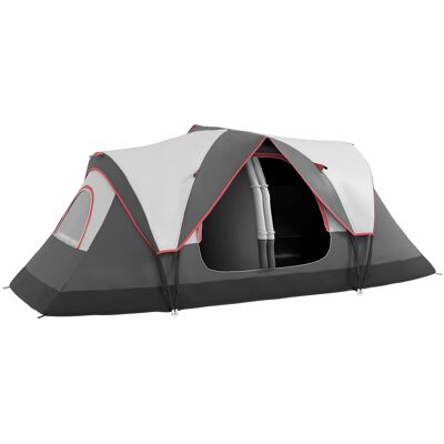 Outsunny Tenda da Campeggio 6 Posti con 2 Stanze Separate, Poliestere e Fibra di Vetro, 450x215x180 cm, Grigio Outsunny Tenda da Campeggio 6 Posti con 2 Stanze Separate, Poliestere e Fibra di Vetro, 450x215x180 cm, Grigio