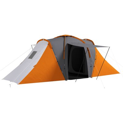 Outsunny Tenda tunnel 4-6 persone impermeabile 2000 mm con 2 camere, Grigio e Arancione Aosom Italy Outsunny Tenda tunnel 4-6 persone impermeabile 2000 mm con 2 camere, Grigio e Arancione Aosom Italy