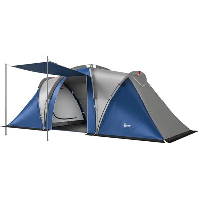 Outsunny Tenda tunnel doppio strato 4-5 persone con 2 camere, Blu Aosom Italy Outsunny Tenda tunnel doppio strato 4-5 persone con 2 camere, Blu Aosom Italy