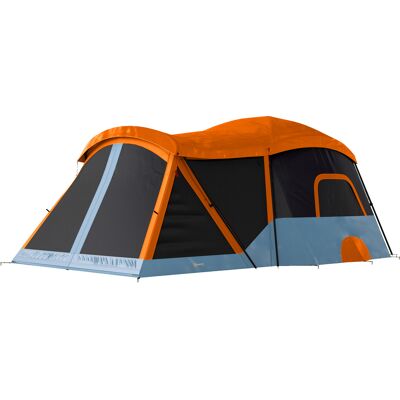 Outsunny Tenda a Tunnel per 4 Persone, Tenda Familiare con Area Notte e Soggiorno, Lucernari e Telo per il Pavimento, 3000 mm di Colonna d'Acqua, Arancione e Blu Aosom Italy Outsunny Tenda a Tunnel per 4 Persone, Tenda Familiare con Area Notte e Soggiorno, Lucernari e Telo per il Pavimento, 3000 mm di Colonna d'Acqua, Arancione e Blu Aosom Italy