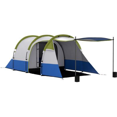 Outsunny Tenda da Campeggio Impermeabile con 2 Aree e 3 Ingressi, in Poliestere e Fibra di Vetro, 420x200x150 cm, Verde Outsunny Tenda da Campeggio Impermeabile con 2 Aree e 3 Ingressi, in Poliestere e Fibra di Vetro, 420x200x150 cm, Verde