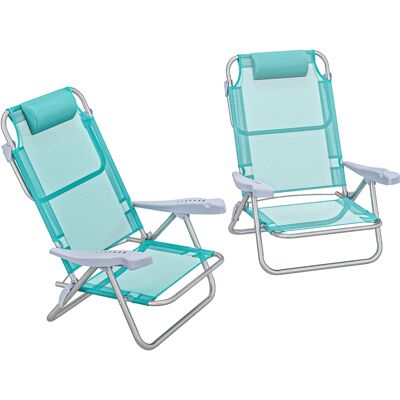 Outsunny Set 2 Sedie da Campeggio Pieghevoli e Reclinabili su 6 Livelli, in Alluminio e Schiuma, 62x65x80 cm, Grigio a Azzurro Outsunny Set 2 Sedie da Campeggio Pieghevoli e Reclinabili su 6 Livelli, in Alluminio e Schiuma, 62x65x80 cm, Grigio a Azzurro