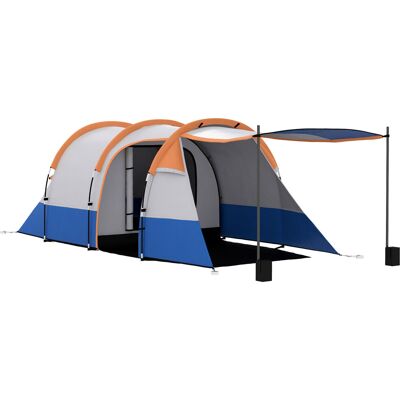 Outsunny Tenda da Campeggio Impermeabile con 2 Aree e 3 Ingressi, Poliestere e Fibra di Vetro, 420x200x150 cm, Arancione Outsunny Tenda da Campeggio Impermeabile con 2 Aree e 3 Ingressi, Poliestere e Fibra di Vetro, 420x200x150 cm, Arancione