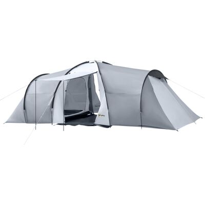 Outsunny Tenda da Campeggio 4-5 Persone con 2 Camere Impermeabile con Baldacchino, 590x245x193cm, Grigio Aosom Outsunny Tenda da Campeggio 4-5 Persone con 2 Camere Impermeabile con Baldacchino, 590x245x193cm, Grigio Aosom