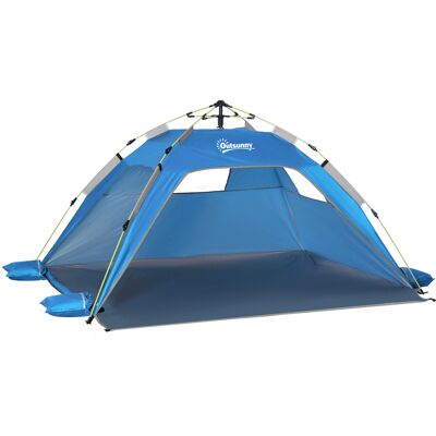Outsunny Tenda da Spiaggia Pop Up con Porta a Cerniera, in Poliestere e Fibra di Vetro, 220x173x120 cm, Blu Cielo e Grigio Outsunny Tenda da Spiaggia Pop Up con Porta a Cerniera, in Poliestere e Fibra di Vetro, 220x173x120 cm, Blu Cielo e Grigio