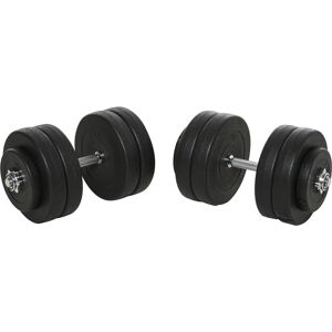 Homcom Set Manubri Palestra 50kg (8x5kg, 4x1.5kg), Pesi Palestra con 12 Dischi da 1.5kg, 5kg, Փ25mm, per Allenamento a Casa