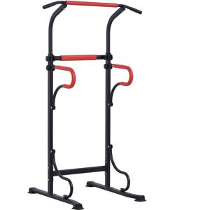 Homcom Barra per Trazioni Power Tower Stazione Fitness Multifunzione con Altezza Regolabile 171-219cm Nero Rosso