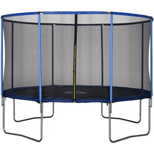 Homcom Tappeto Elastico per Bambini e Adulti con Rete e Bordo Imbottito, Giochi da Giardino e Casa Φ366x269cm Blu e Nero