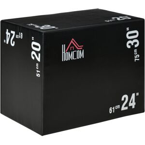 Homcom Plyo Box 3 in 1 a 3 Altezze, Jumping Box Pliometrico Capacità 120kg, 75x51x61cm, Nero