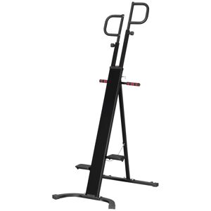 Homcom Vertical Climber da Casa con Monitor LCD, Altezza Regolabile e Prese Antiscivolo, Arrampicatore in Acciaio e ABS, 100x60x175-195 cm, Nero