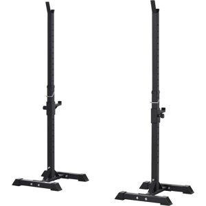 Homcom Supporto per Bilanciere  Set di 2 Rack in Acciaio, Altezza Regolabile su 12 Livelli, 50x49x124-154cm, Nero