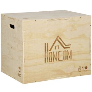 Homcom Plyo Box in Legno a 3 Altezze, Jumping Box Pliometrico Capacità 120kg, 61x51x76cm