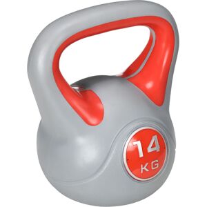 Sportnow Kettlebell 14kg in PU e Sabbia con Base Piatta e Impugnatura pratica per Stacchi, Squat e Sollevamenti, 26x18x32 cm, Rosso