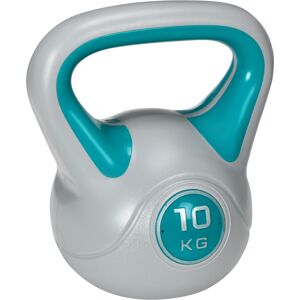 Sportnow Kettlebell 10kg in PU e Sabbia con Base Piatta e Impugnatura pratica per Stacchi, Squat e Sollevamenti, 22x16x26 cm, Verde Scuro