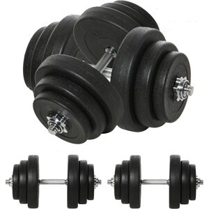 Homcom Set Manubri Palestra 40kg (4x5kg, 4x2.5kg, 4x1.5kg), Pesi Palestra con 12 Dischi da 1.5kg, 2.5kg, 5kg, Փ25mm, per Allenamento a Casa