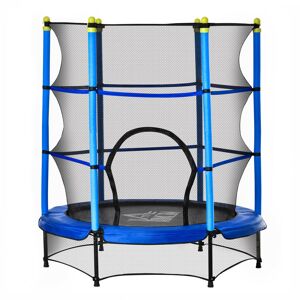 Homcom Tappeto Elastico per Bambini 3-6 Anni con Rete, Bordo Imbottito e Corde Elastiche, Trampolino da Giardino Φ140x160cm Blu e Nero