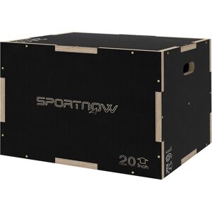 Sportnow Box Jump Pliometrico a 3 Altezze in Legno Antiscivolo, 61-51-41cm, Nero