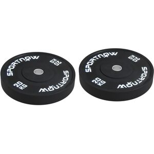 Sportnow Set di 2 Dischi Palestra da 20kg per Bilanciere e Manubri con Attacco Ø5cm, Nero