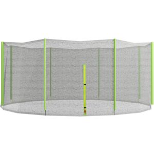 Sportnow Rete di Protezione per Trampolini a 8 Pali con Ingresso con Cerniera, in PE, Ø366x180 cm, Nero e Verde