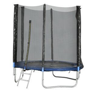 Sportnow Trampolino Elastico con Scaletta e Rete di Sicurezza, in Acciaio e Plastica, Ø180x200 cm, Blu