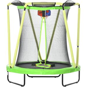 Zonekiz Trampolino Elastico per Bambini 3-10 Anni con Rete di Sicurezza, Canestro e Palle, Ø140x155cm, Verde