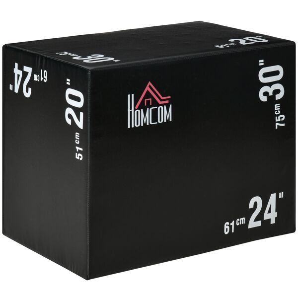 homcom plyo box 3 in1 a 3 altezze, jumping box pliometrico capacità 120kg, 75x51x61cm, nero