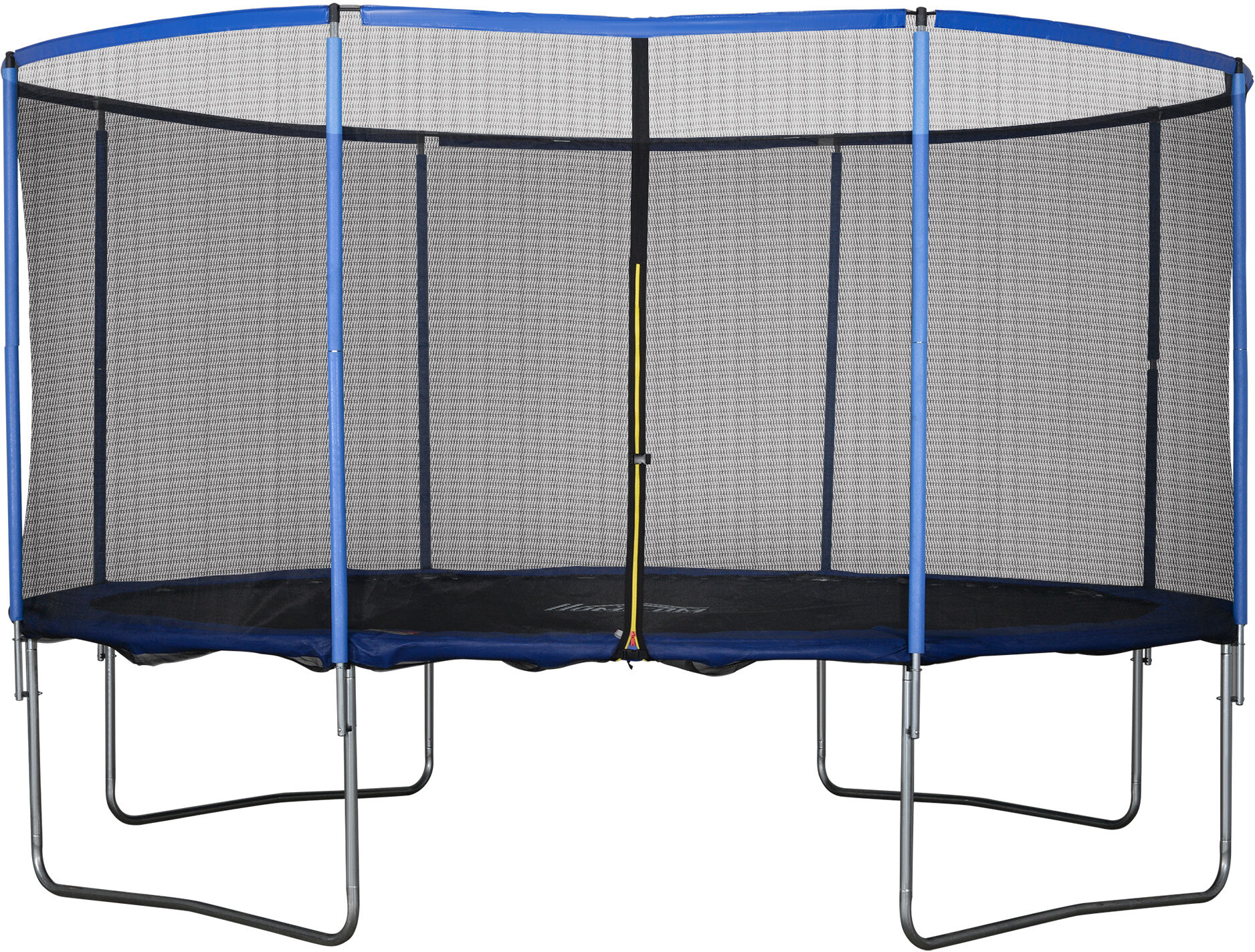 Homcom Tappeto Elastico per Bambini e Adulti con Rete e Bordo Imbottito, Giochi da Giardino e Casa Φ426x269cm Blu e Nero