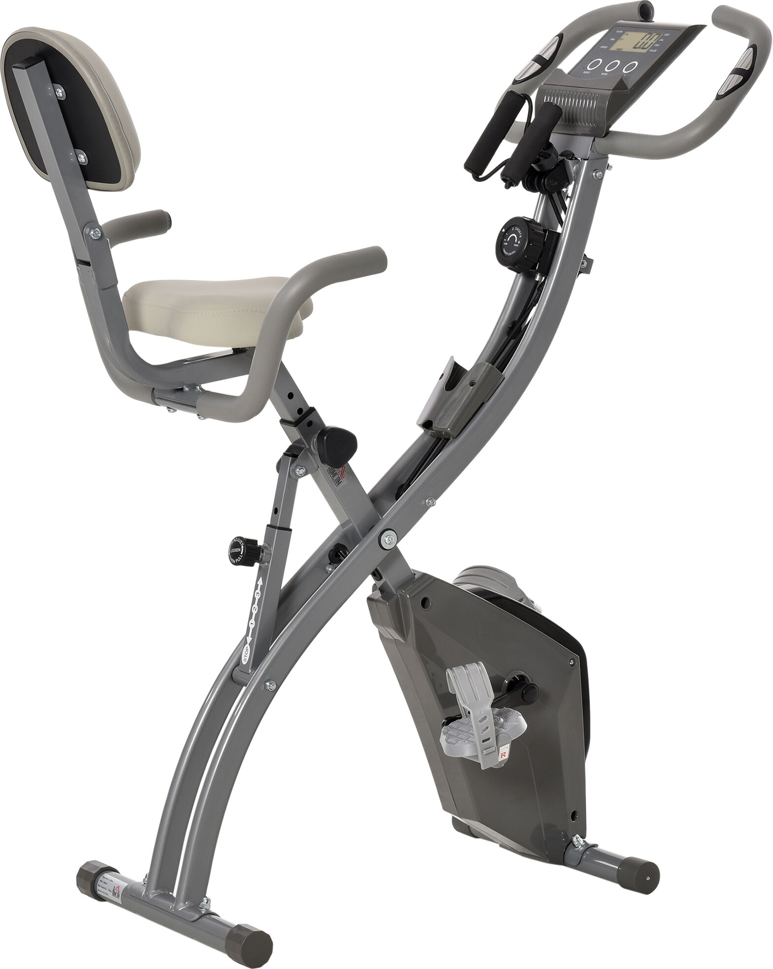 Homcom Cyclette Pieghevole 2 in 1, Resistenza Magnetica Regolabile 8 Livelli, Bici da Fitness con Sensore di Frequenza Cardiaca, Grigio