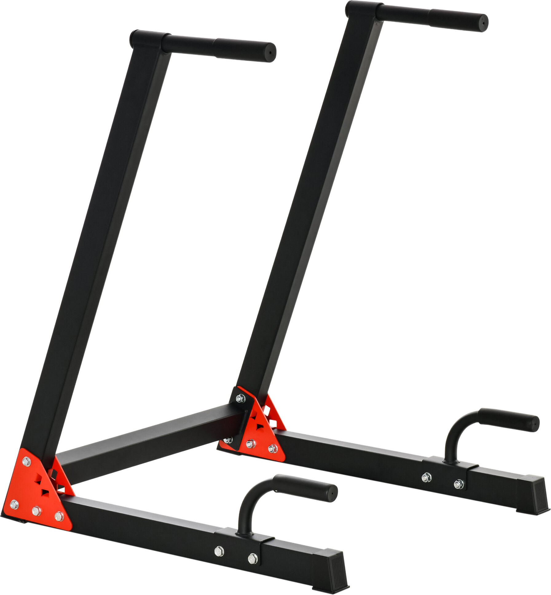 Homcom Dip Station per Allenamento Casa o Palestra, Stazione Fitness in Acciaio con Impugnature Imbottite, 83x72x98cm, Rosso e Nero