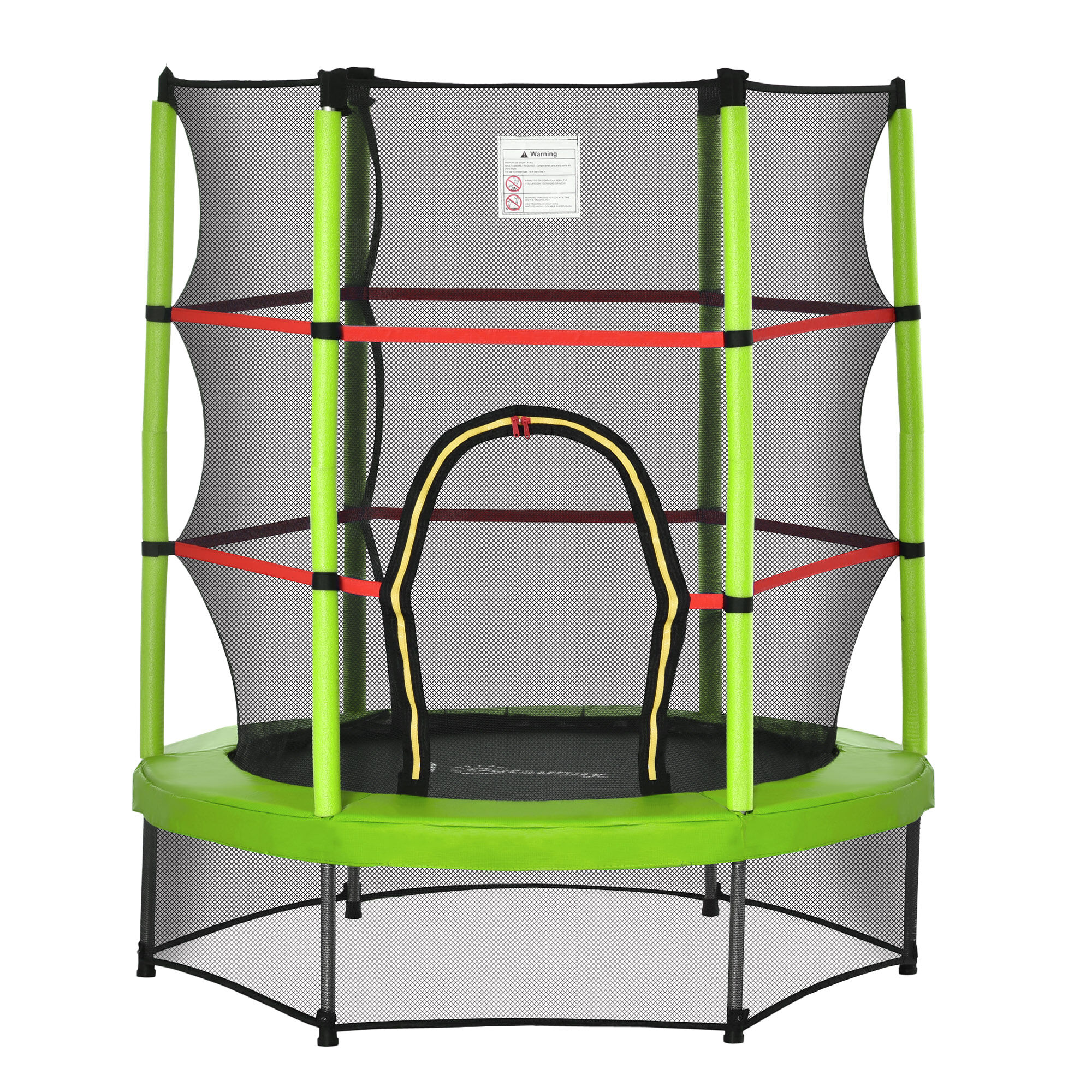 Homcom Tappeto Elastico Φ140x160Acm per Bambini da 3 Anni con Rete di Protezione, Trampolino Elastico con Corde Bungee Carico Massimo 45kg