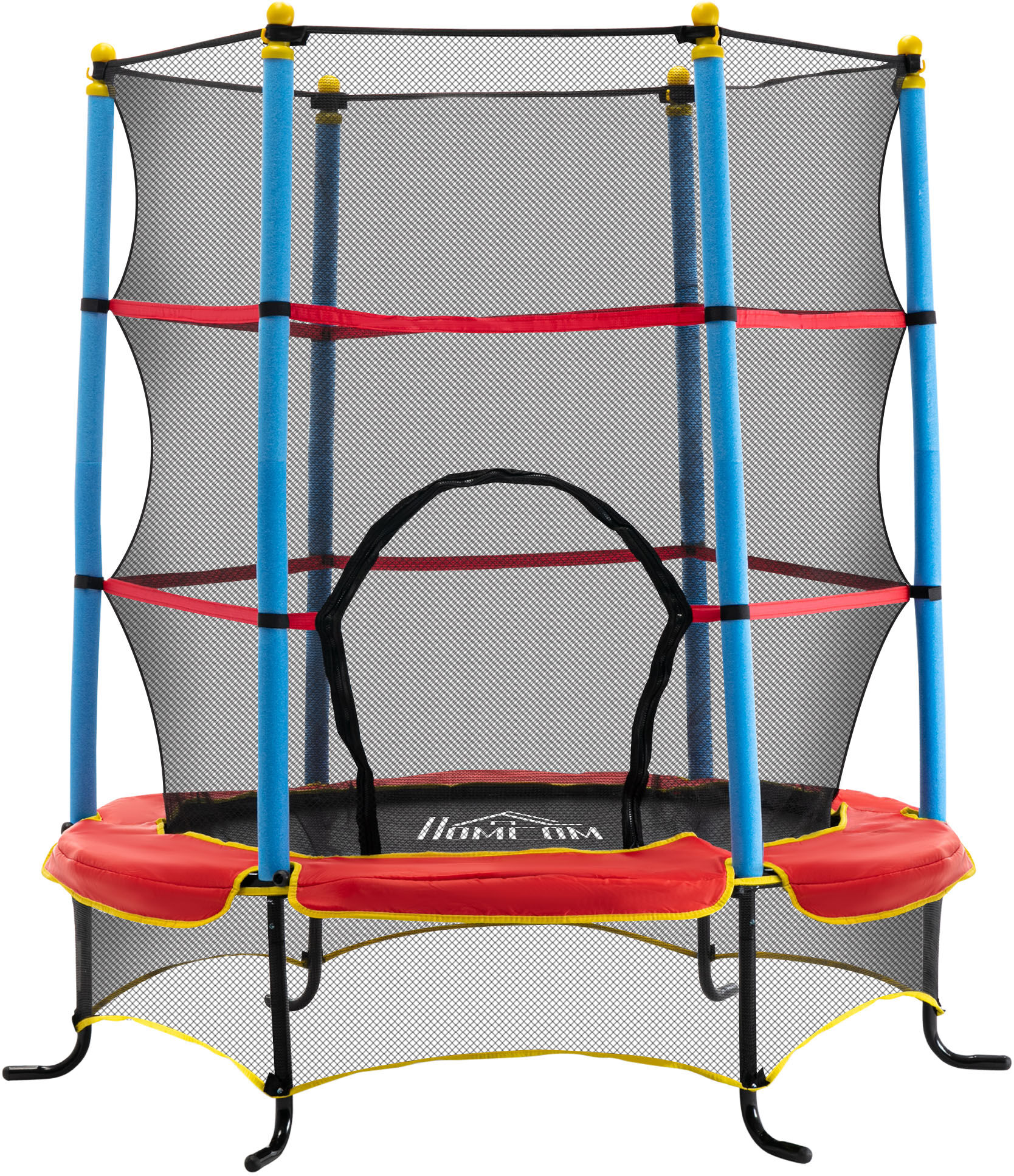 Homcom Trampolino Elastico da Interno ed Esterno per Bambini 3-6 Anni, Telaio in Acciaio e Tappeto in PP e Poliestere, Φ165x162 cm