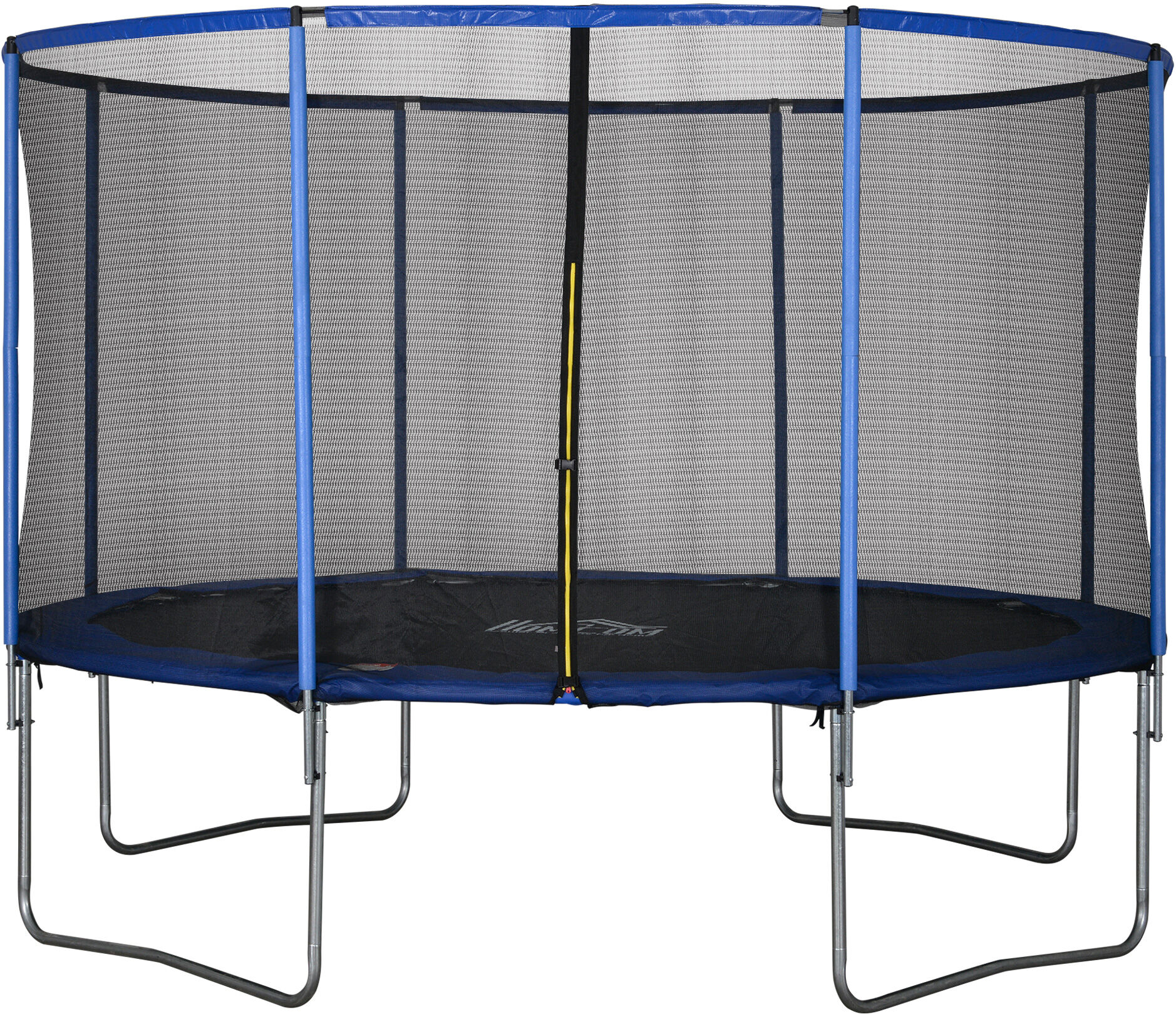 Homcom Tappeto Elastico per Bambini e Adulti con Rete e Bordo Imbottito, Giochi da Giardino e Casa Φ366x269cm Blu e Nero