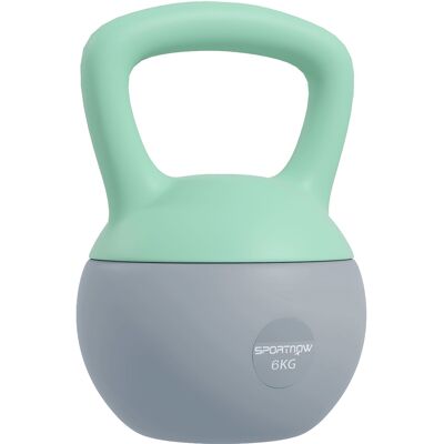 Sportnow Kettlebell 6 kg con Manico Antiscivolo, Riempita di Sabbia Metallica, 19x19x28 cm, Verde e Grigio Aosom Italy Sportnow Kettlebell 6 kg con Manico Antiscivolo, Riempita di Sabbia Metallica, 19x19x28 cm, Verde e Grigio Aosom Italy