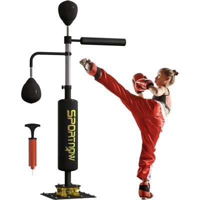 Sportnow Sacco da boxe autoportante con due speedballs, barra rotante da boxe, calciatore, regolabile in altezza, in acciaio, 84 x 36 x 140-205 cm, Nero Aosom Italy Sportnow Sacco da boxe autoportante con due speedballs, barra rotante da boxe, calciatore, regolabile in altezza, in acciaio, 84 x 36 x 140-205 cm, Nero Aosom Italy