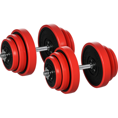 Homcom Set Manubri Palestra con Pesi da 40kg rivestiti in Gomma, in Metallo e Sabbia di Ferro, 45x26x26 cm, Rossa Aosom Homcom Set Manubri Palestra con Pesi da 40kg rivestiti in Gomma, in Metallo e Sabbia di Ferro, 45x26x26 cm, Rossa Aosom