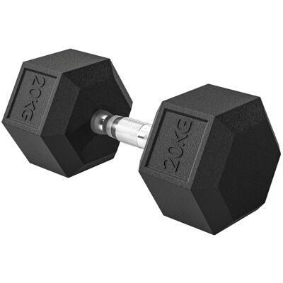 Homcom Manubrio Esagonale da 20kg in Acciaio e Gomma per Workout in Palestra, Casa e Ufficio, Nero Homcom Manubrio Esagonale da 20kg in Acciaio e Gomma per Workout in Palestra, Casa e Ufficio, Nero