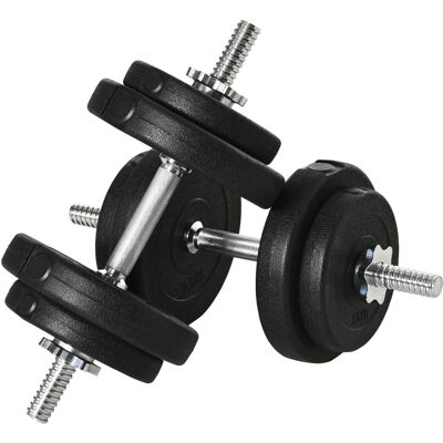 Homcom Set Manubri Pesi 20 kg (4x2.5 kg, 4x1.5 kg) con 8 Dischi e 2 Manubri da 2 kg, 43x18x7.5 cm, Nero Aosom Italy Homcom Set Manubri Pesi 20 kg (4x2.5 kg, 4x1.5 kg) con 8 Dischi e 2 Manubri da 2 kg, 43x18x7.5 cm, Nero Aosom Italy