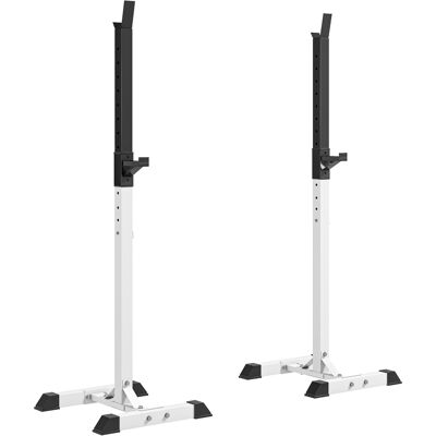 Homcom Supporto Porta Bilanciere Universale per Casa e Palestra, Squat Rack Altezza Regolabile in Acciaio Carico Massimo 150kg, Bianco e Nero Homcom Supporto Porta Bilanciere Universale per Casa e Palestra, Squat Rack Altezza Regolabile in Acciaio Carico Massimo 150kg, Bianco e Nero
