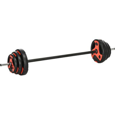 Sportnow Set Bilanciere e Dischi da 20kg totali per Sollevamenti e Stacchi con Impugnatura in PU Antiscivolo, Ø17x140 cm, Nero e Rosso Aosom Sportnow Set Bilanciere e Dischi da 20kg totali per Sollevamenti e Stacchi con Impugnatura in PU Antiscivolo, Ø17x140 cm, Nero e Rosso Aosom