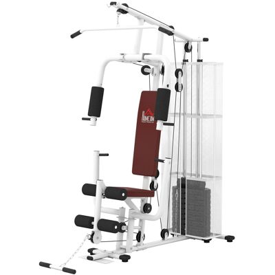 Homcom Stazione Fitness Multifunzione per Casa e Palestra con 4 Imbottiture, in Acciaio e PU, 150x110x210 cm, Bianco Aosom Italy Homcom Stazione Fitness Multifunzione per Casa e Palestra con 4 Imbottiture, in Acciaio e PU, 150x110x210 cm, Bianco Aosom Italy