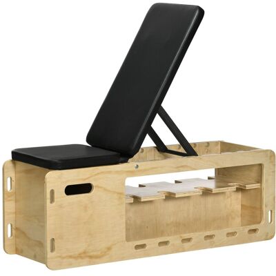 Homcom Panca Palestra con Schienale Regolabile a 6 Livelli, Panca Addominali Multifunzione Inclinabile, con Scatola di Stoccaggio Cuscinetto, Banda di Resistenza, per Allenamento Casa, Color Legno Aosom Italy Homcom Panca Palestra con Schienale Regolabile a 6 Livelli, Panca Addominali Multifunzione Inclinabile, con Scatola di Stoccaggio Cuscinetto, Banda di Resistenza, per Allenamento Casa, Color Legno Aosom Italy